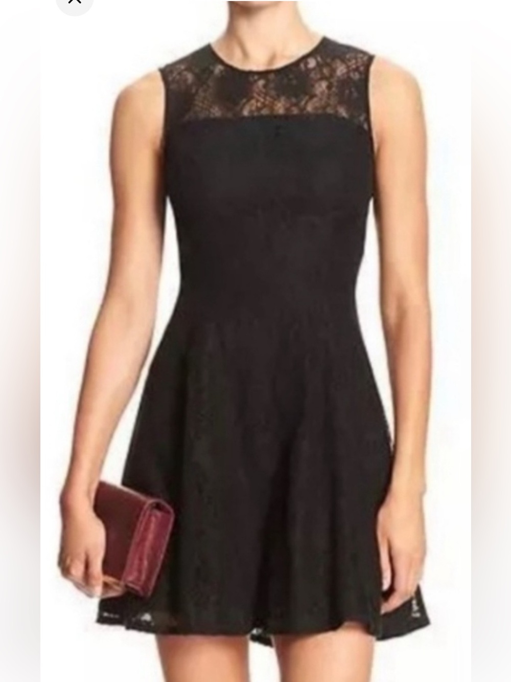 Banana Republic Black Lace Fit-and-Flare Dress